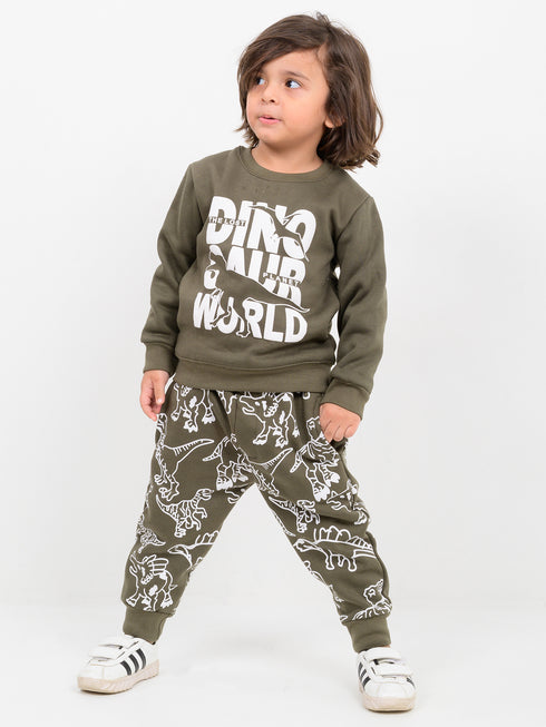 T-Rex Adventure Fleece Suit (Hunter Green)